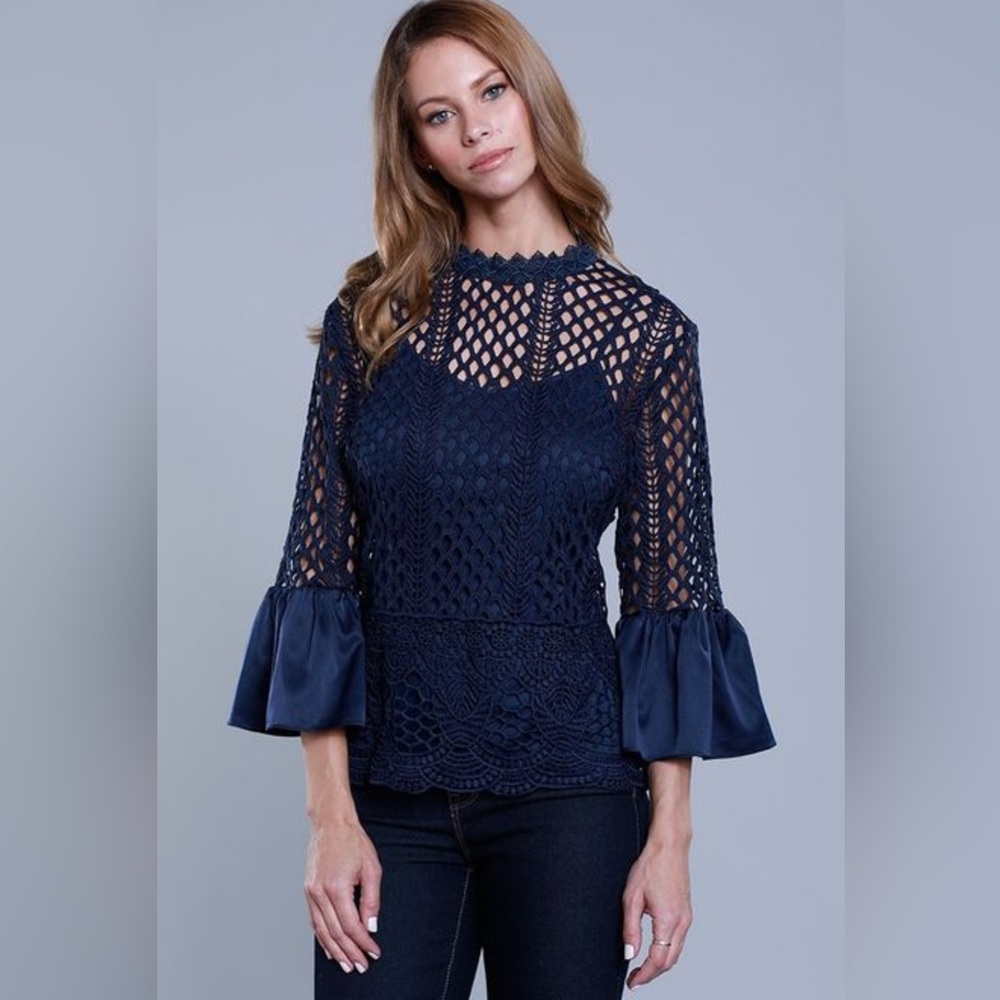 Dolce Cabo Navy Lace Women's Top